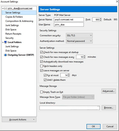comcast outgoing mail server settings for pop account comcast outgoing mail server settings for pop account