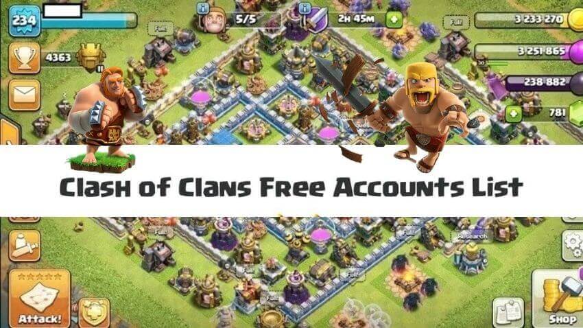 free clash of clans account
